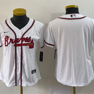 Women's Atlanta Braves White Stitched Jersey(Run Small)