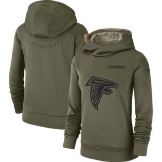 Women's Atlanta Falcons Nike Olive Salute to Service Sideline Therma Performance Pullover Hoodie