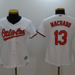 Women's Baltimore Orioles #13 Manny Machado White Cool Base Stitched Jersey