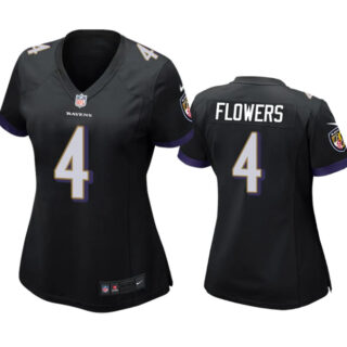 Women's Baltimore Ravens #4 Zay Flowers Black Football Jersey(Run Small)