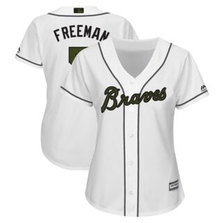 Women's Braves #5 Freddie Freeman White 2018 Memorial Day Cool Base Women's Stitched MLB Jersey
