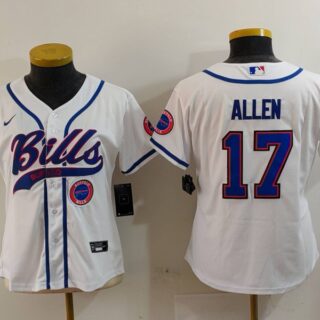 Women's Buffalo Bills #17 Josh Allen White Cool Base Stitched Baseball Jerseys