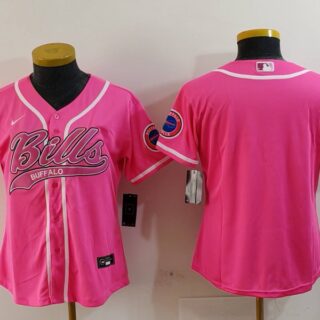 Women's Buffalo Bills Red Team Big Logo With Patch Cool Base Stitched Baseball Jerseys