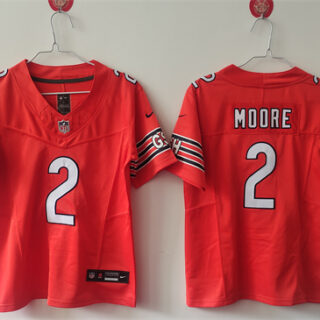 Women's Chicago Bears #2 DJ Moore Orange 2024 F.U.S.E Vapor Stitched Jersey(Run Small)