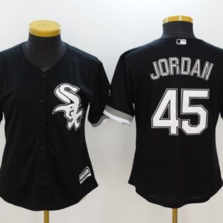 Women's Chicago White Sox #45 Michael Jordan Black Stitched Jersey(Run Small)