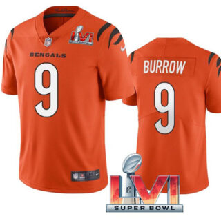 Women's Cincinnati Bengals #9 Joe Burrow 2022 Orange Super Bowl LVI Vapor Limited Stitched Jersey