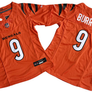 Women's Cincinnati Bengals #9 Joe Burrow Orange F.U.S.E. Stitched Vapor Football Jersey(Run Small)