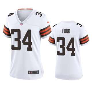 Women's Cleveland Browns #34 Jerome Ford White Stitched Jersey(Run Small)