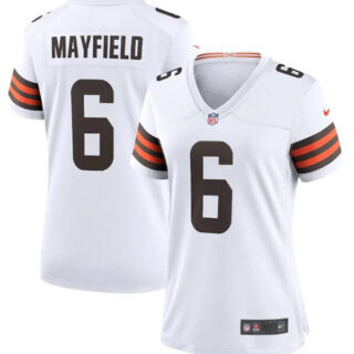 Women's Cleveland Browns #6 Baker Mayfield 2020 New White Stitched Jersey(Run Small)