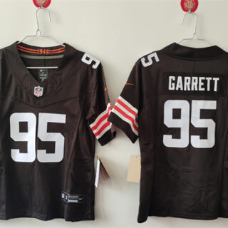 Women's Cleveland Browns #95 Myles Garrett Brown 2024 F.U.S.E Stitched Jersey(Run Small)