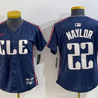 Women's Cleveland Guardians #22 Josh Naylor Navy 2024 City Connect Limited Stitched jerseys