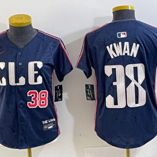 Women's Cleveland Guardians #38 Steven Kwan Navy 2024 City Connect Limited Stitched Jerseys