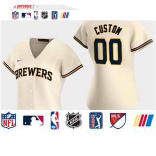 Women's Custom Milwaukee Brewers 2020 Cream Home Replica Jersey