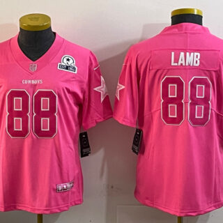 Women's Dallas Cowboys #88 CeeDee Lamb Pink Vapor Untouchable Limited Stitched Football Jersey(Run Small)