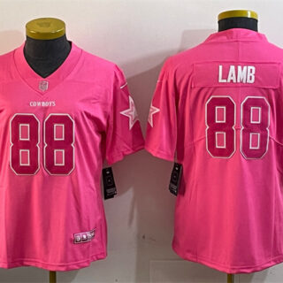 Women's Dallas Cowboys #88 CeeDee Lamb Pink Vapor Untouchable Limited Stitched Football Jersey(Run Small)