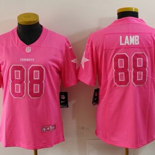 Women's Dallas Cowboys #88 CeeDee Lamb Pink Vapor Untouchable Limited Stitched Jersey(Run Small)