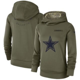 Women's Dallas Cowboys Nike Olive Salute to Service Sideline Therma Performance Pullover Hoodie