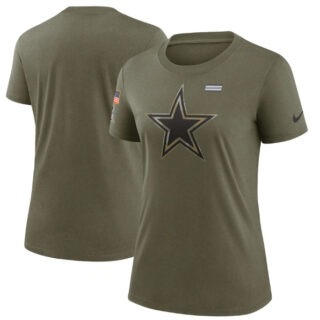 Women's Dallas Cowboys Olive 2021 Salute To Service T-Shirt (Run Small)