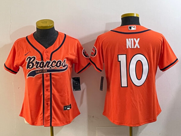 Women's Denver Broncos #10 orange Cool Base Stitched Baseball Jerseys