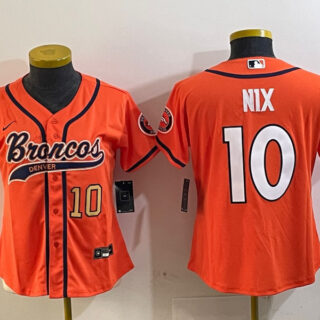 Women's Denver Broncos #10 orange Cool Base Stitched Baseball Jerseys