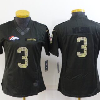 Women's Denver Broncos #3 Russell Wilson Olive Salute To Service Limited Stitched Jersey(Run Small)