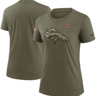 Women's Denver Broncos Olive 2021 Salute To Service T-Shirt (Run Small)