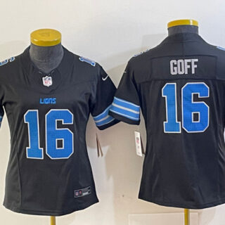 Women's Detroit Lions #16 Jared Goff Black 2024 F.U.S.E. 2nd Alternate Vapor Limited Stitched Jersey(Run Smaller)
