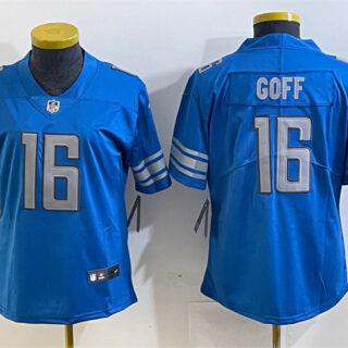 Women's Detroit Lions #16 Jared Goff Blue Vapor Limited Stitched Football Jersey(Run Smaller)
