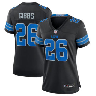 Women's Detroit Lions #26 Jahmyr Gibbs Black 2nd Alternate Stitched Jersey(Run Smaller)