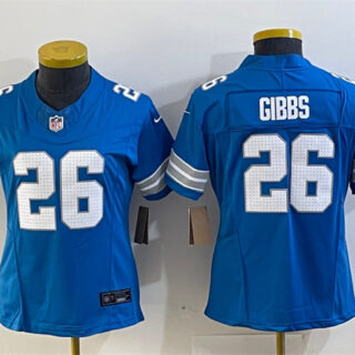 Women's Detroit Lions #26 Jahmyr Gibbs Blue 2024 F.U.S.E. Vapor Limited Stitched Jersey(Run Smaller)