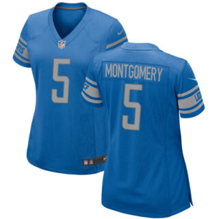 Women's Detroit Lions #5 David Montgomery Blue Stitched Jersey(Run Smaller)