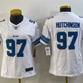 Women's Detroit Lions #97 Aidan Hutchinson White 2024 F.U.S.E. Vapor Limited Stitched Jersey(Run Smaller)
