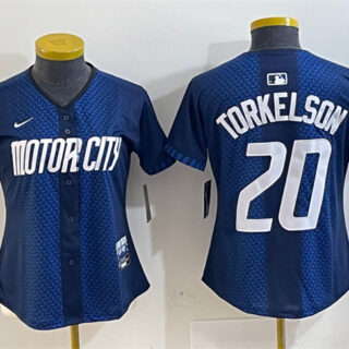 Women's Detroit Tigers #20 Spencer Torkelson 2024 Navy City Connect Cool Base Limited Stitched Baseball Jersey(Run Small)