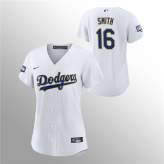 Women's Dodgers #16 Will Smith White 2021 Gold Program Replica Jersey
