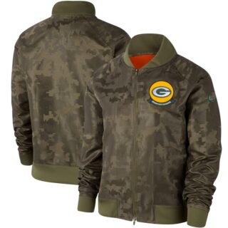 Women's Green Bay Packers Nike Olive 2019 Salute To Service Full Zip Bomber Jacket
