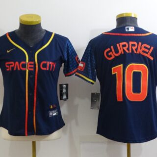Women's Houston Astros #10 Yuli Gurriel 2022 Navy City Connect Stitched Jersey(Run Small)