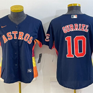 Women's Houston Astros #10 Yuli Gurriel Navy With Patch Cool Base Stitched Baseball Jerseys(Run Small)