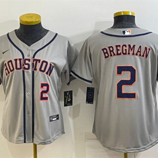 Women's Houston Astros #2 Alex Bregman Gray Cool Base Stitched Baseball Jersey(Run Small)
