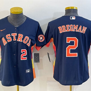 Women's Houston Astros #2 Alex Bregman Navy With Patch Cool Base Stitched Baseball Jersey(Run Small)
