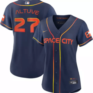 Women's Houston Astros #27 Jose Altuve 2022 Navy City Connect Stitched Jersey(Run Small)