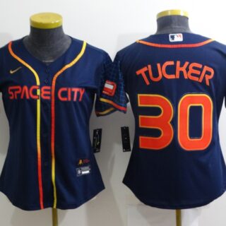 Women's Houston Astros #30 Kyle Tucker 2022 Navy City Connect Stitched Jersey(Run Small)