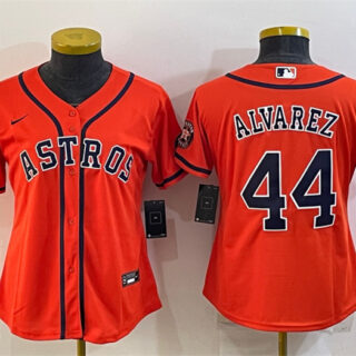 Women's Houston Astros #44 Yordan Alvarez Orange With Patch Cool Base Stitched Baseball Jersey(Run Small)