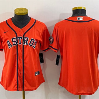 Women's Houston Astros Orange With Patch Cool Base Stitched Baseball Jersey(Run Small)