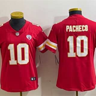 Women's Kansas City Chiefs #10 Isiah Pacheco Red Vapor Stitched Jersey(Run Small)