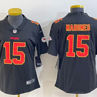 Women's Kansas City Chiefs #15 Patrick Mahomes Black Vapor Untouchable Limited Stitched Football Jersey(Run Small)