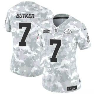 Women's Kansas City Chiefs #7 Harrison Butker 2024 F.U.S.E Arctic Camo Salute To Service Limited Stitched Football Jersey(Run Small)