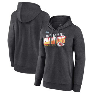 Women's Kansas City Chiefs Charcoal Super Bowl LVII Champions Victory Formation Pullover Hoodie(Run Small)