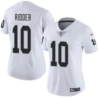 Women's Las Vegas Raiders #10 Desmond Ridder White Vapor Stitched Jersey(Run Small)