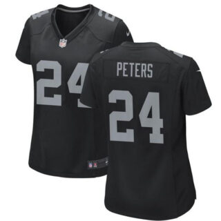 Women's Las Vegas Raiders #24 Marcus Peters Black Stitched Jersey(Run Small)