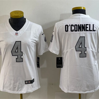 Women's Las Vegas Raiders #4 Aidan O'Connell White Color Rush Limited Stitched Jersey(Run Small)